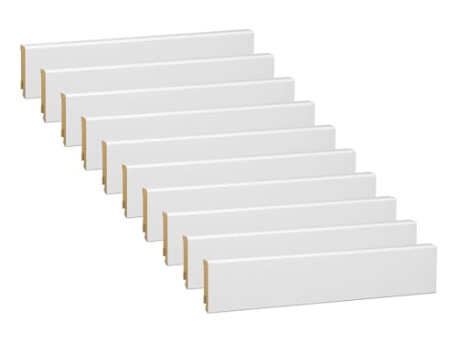 Vorteilspack KGM Sockelleiste Modern - Weiß folierte MDF Fußbodenleiste - Maße: 2400 x 16 x 58 mm - 40 Stück / 96M von KGM