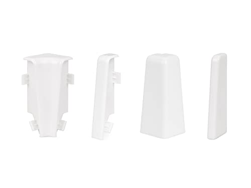 KGM Zubehör-Set für Sockelleiste MEGA-Profil (20x58mm) weiß - Maße: 20x58mm - 4 Innenecken, 2 Außenecken, 2 Verbinder und 2 Endkappen von KGM