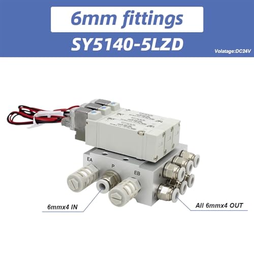 SMC Typ SY5140 Magnetventilkombination, einzelnes elektronisch gesteuertes Zylindersteuerventil SY5140-5LZD SY5140-6LZD 2 3 4 5 Stationen (Color : SY5140-5LZD 6mm, Size : 3 Stations) von KGUDINZI