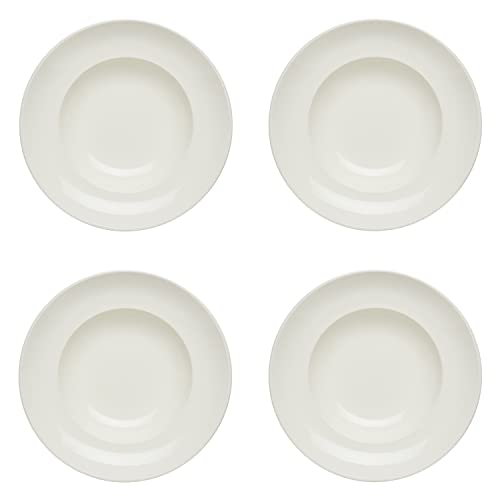 KHG 4er Set Pastateller, extra groß mit 30cm Durchmesser in weiß, perfekt für Gastro und Zuhause, hochwertiges Porzellan, Suppenteller, Salatteller, Spühlmaschinengeeignet von KHG