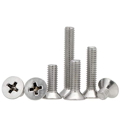 KINDOYO Senkkopfschrauben - M3*(25-50mm) Silber Rostschutz Edelstahlschrauben Metrisch Flachkreuz Schrauben Maschinenschraube, M3*35mm(50pcs) von KINDOYO