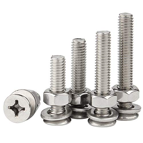 KINDOYO Senkkopfschrauben - M5*(16-40mm) Edelstahl Silber Maschinenschraube Metrisch Kreuz Schrauben Mit Mutter Unterlegscheibe, M5*25mm(20pcs) von KINDOYO