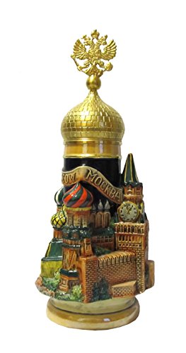 KING Bierkrug Moskau 3-D Seidel, Goldadlerhenkel 0,75 Liter Bierseidel von KING