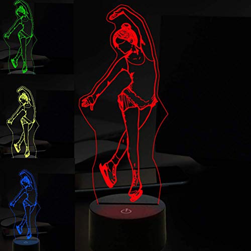 3D Illusion Tischlampe Nachtlampe,KINGCOO LED 7 Farben ändern Touch Schreibtischlampe Nachtlichter Schlummerleuchten für Kinder Familie Dekoration Valentinstag Geburtstags Geschenk (Eiskunstlauf-2) von KINGCOO