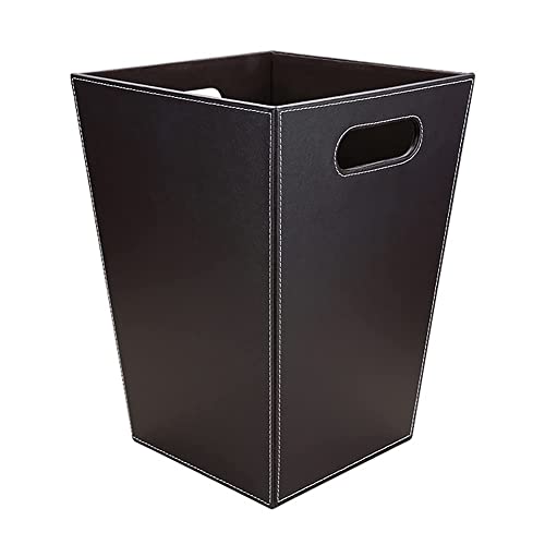 KINGFOM™ Klassisch Leder Papierkorb für Büro/Badezimmer/küche/Schlafzimmer (Platz-Braun) von KINGFOM