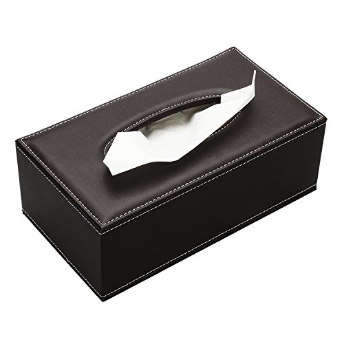 KINGFOM™ Rechteckige Leder Kosmetiktücherbox für Zuhause/Büro/Auto (Braun) von KINGFOM