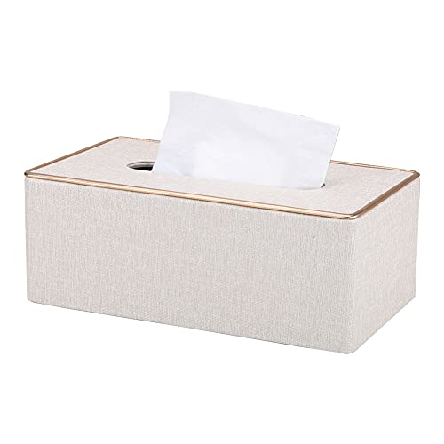 KINGFOM PU Leder Kosmetiktücher Box Taschentuchbox Tücherbox für Büro/Auto/Zuhause (Weiss) von KINGFOM