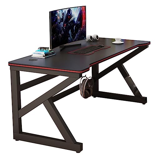 Gaming-Tisch mit Karbonfaser-Oberfläche, großer Computertisch, K-förmiger Gamer-Schreibtisch mit Karbonfaser-Oberfläche, Heimcomputer, Gaming-Schreibtisch mit Karbonfaser-Oberfläche, PC-Tisch, B von KINSL