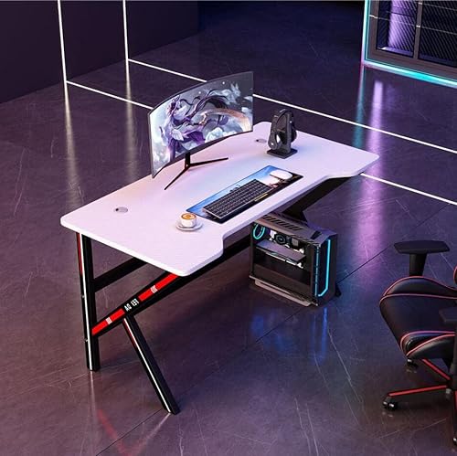 Home Desk Ecktisch Schreibtisch I-förmiger Computertisch, großer ergonomischer Gaming-Computertisch, Kabelmanagement, Spielecomputertisch für das Heimbüro, Weiß - L 120 cm von KINSL
