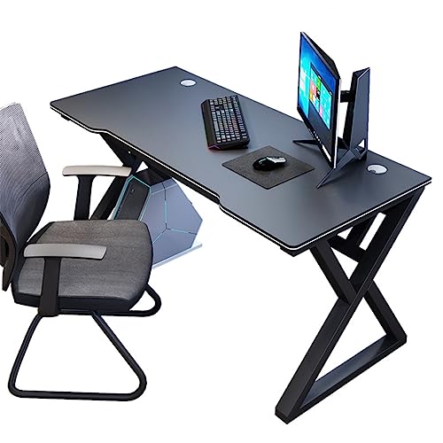 KINSL Gaming-Tisch mit Karbonfaseroberfläche, großer Computertisch, X-förmiger Gamer-Schreibtisch mit Karbonfaseroberfläche, Kabelmanagement, Spielcomputertisch für das Heimbüro, BL 120 cm von KINSL