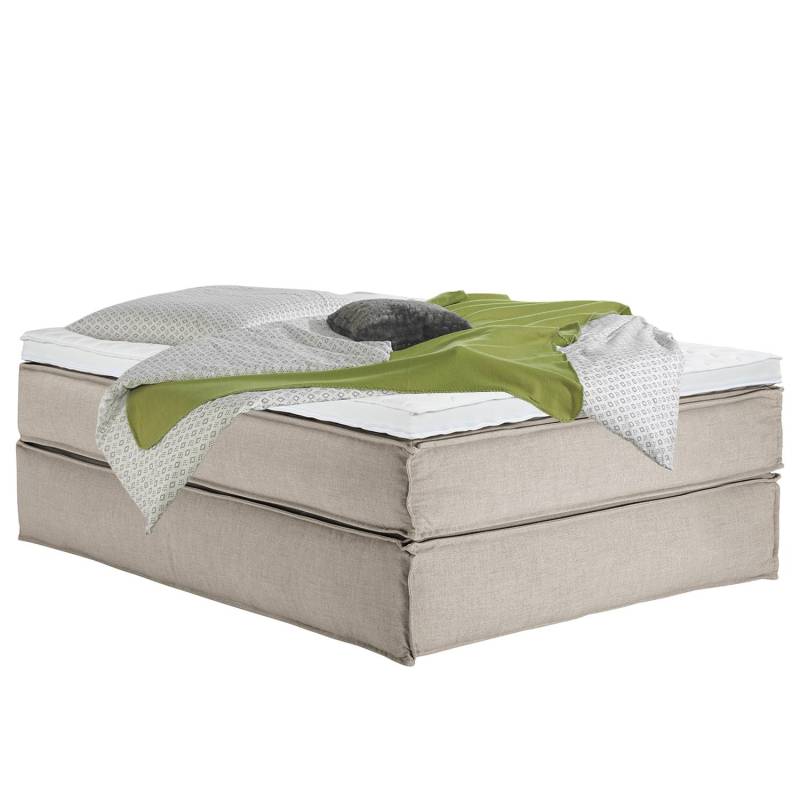 Boxspringbett Kinx 140x220 cm Webstoff Beige mit Matratze/Topper von Studio Copenhagen