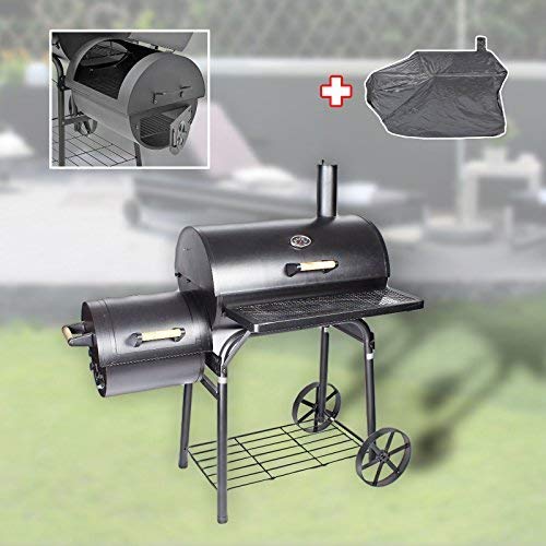 KIUG XXL 32kg Smoker + WETTERPLANE BBQ GRILLWAGEN Holzkohle Grill Grillkamin bis 1,5 mm Stahl Profi QUALITÄT von KIUG