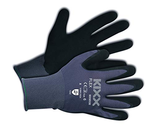 KIXX Flex Handschuh Nylon/Latex | Gartenhandschuhe | Arbeitshandschuhe | Gr. 06, Grau/ Schwarz von KIXX