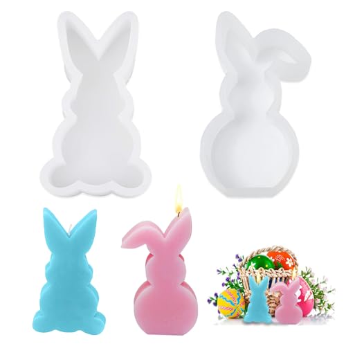 KJG Silikonformen Gießformen, 2 Stück Silikonformen Ostern, Silikonform Ostern, Kaninchen Silikonformen Ostern Hasenform für Ostern, Osterhase Silikonform for Gips, Kerzenständer (style 2) von KJG