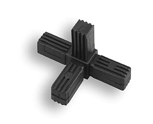 1 Steckverbinder Rohrverbinder für Quadratrohre, Kunststoff/Polyamid, Schwarz (4 Zapfen, 30 x 30 x 2,0 mm) von KLAMA