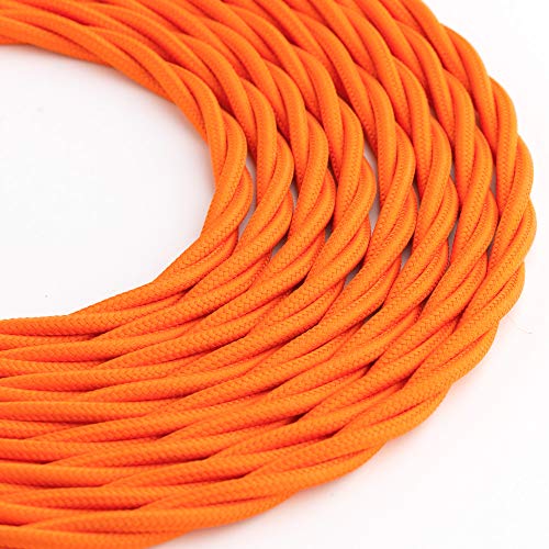 Klartext LUMIÈRE Textilkabel für Beleuchtung, 3 x 0,75 mm, Orange, 3 m lang, inklusive Erdkabel Ultimative Sicherheit von KLARTEXT