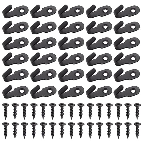 KLOP256 30 Stück Haken zum Schrauben, Edelstahl Mini Garderobenhaken Schwerlast Kleiderhaken Wand für Kleidung, Handtüchern, Hüten, Regenschirmen, Schlüssel(Schwarz) von KLOP256
