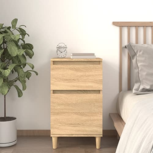 Beistelltisch, Kommode, Nachttisch, Beistelltische, stabiler Nachttisch aus Holz mit Retro-Design for Schlafzimmer-Dekor, rustikale Aufbewahrung ( Color : Sonoma-Eiche , Size : 40 x 35 x 70 cm (L x B von KLYEON