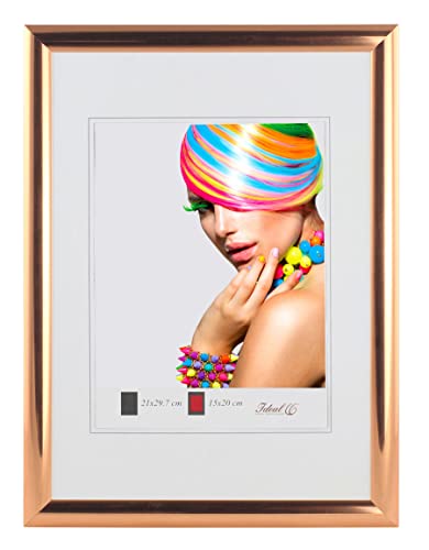 Art Line Trendiger Kunststoff Bilderrahmen mit echtem Glas Urkunde Foto Rahmen: Farbe: Rose Gold | Format: 50x70 von KM FOTO