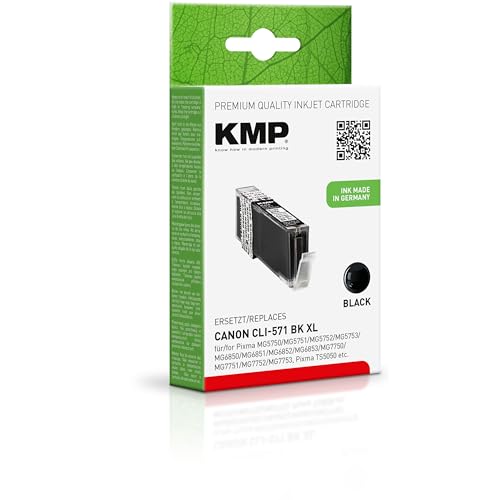 KMP Tintenpatrone passend für Canon CLI571BKXL - für Canon Pixma MG 5751, MG 6852, TS 9050, etc. von KMP know how in modern printing