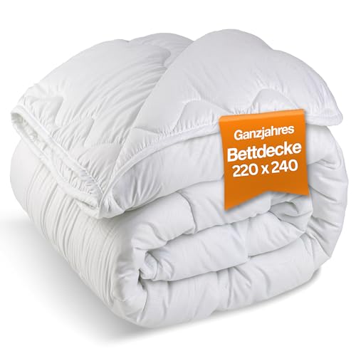 KNERST Bettdecke Ganzjahresdecke 240x220 cm - Bettdecke allergikerfreundlich - Decke waschbar bis 60°C - atmungsaktive, temperaturausgleichende Schlafdecke - Farbe: weiß von KNERST