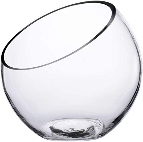 Transparent Glasvase / Glas-Terrarium / Süßigkeitendose, schräg geschnittene Blasenschale, Fischschale und Pflanzenterrarium, schräg geschnittene Globus-Vase, runde Blumenvase (17,8 x17,8 cm) von KNIKGLASS