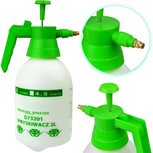 Drucksprüher 2L - Pumpsprühflasche mit Verstellbarer Messingdüse - Pumpsprüher - Drucksprühflasche - Leicht und Handlich Langlebiger Polyethylen-Tank von KNM TRADE