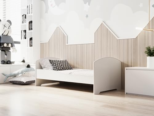 KOBI Kinderbett LUK Weiß | 160x80 | Bett für Jungen, kleine Mädchen, Kinderbetten | mit Einer Matratze und einem Rahmen | das Babyzimmer | (160x80) von KOBI