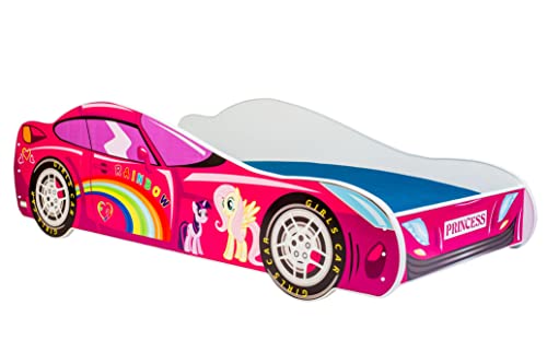 KOBI Kinderbett mit Rausfallschutz Auto | My Little Pony | 160 x 80 cm | Jugendbett mit Matratze | Kinderbetten Jungen Mädchen | Einzelbett Kinder Bett Autobett von KOBI