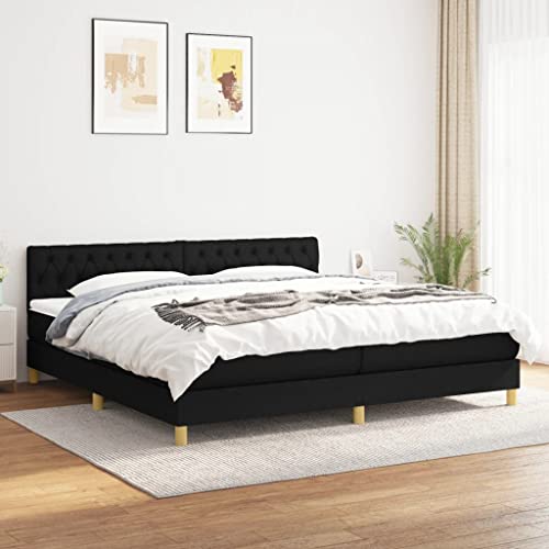 KOIECETA Boxspringbett mit Matratze Schwarz 200x200 cm Stoff von KOIECETA