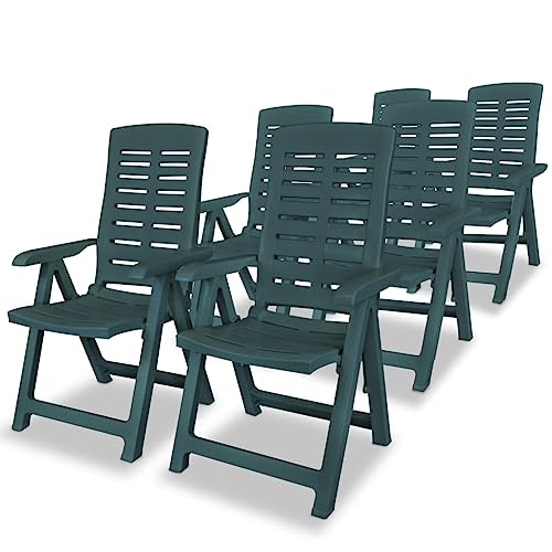 KOIECETA Gartenstuhl Verstellbar Witterungsbeständig Hochlehner Klappstuhl Liegestuhl Klappsessel Gartenstühle Stuhl Stühle Kunststoff (6, Grün, 60 x 61 x 108 cm (B x T x H)) von KOIECETA