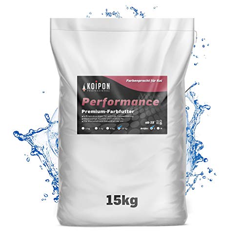 KOIPON Performance Koifutter Sommer für Farbe, schwimmend, 6% Spirulina, Teichfutter 3 oder 6 mm Pellets, Koifutter als Goldfischfutter geeignet (15kg (3mm Pellets)) von KOIPON