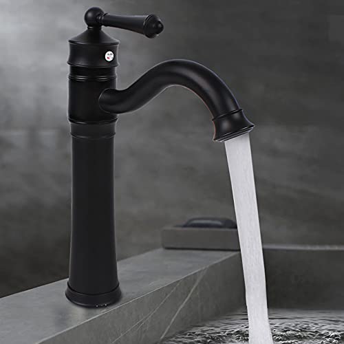 KOLHGNSE Wasserhahn Bad Schwarz Retro, 360° Wasserhahn Mischbatterie Bad Armatur Waschtischarmatur Waschbecken Armaturen 34cm für Badezimmer und Toiletten von KOLHGNSE