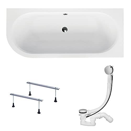 KOLMAN Badewanne Eckbadewanne Rechteck Avita 180x80 Rechts ohne Verkleidung - Ablaufgarnitur VIEGA & Füße von KOLMAN