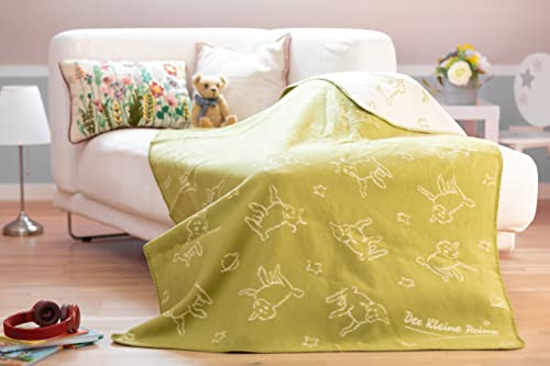 KOLTER Vegane Kinderdecke Biodecke Kuscheldecke Der Kleine Prinz Schafe (grün-beige) von KOLTER