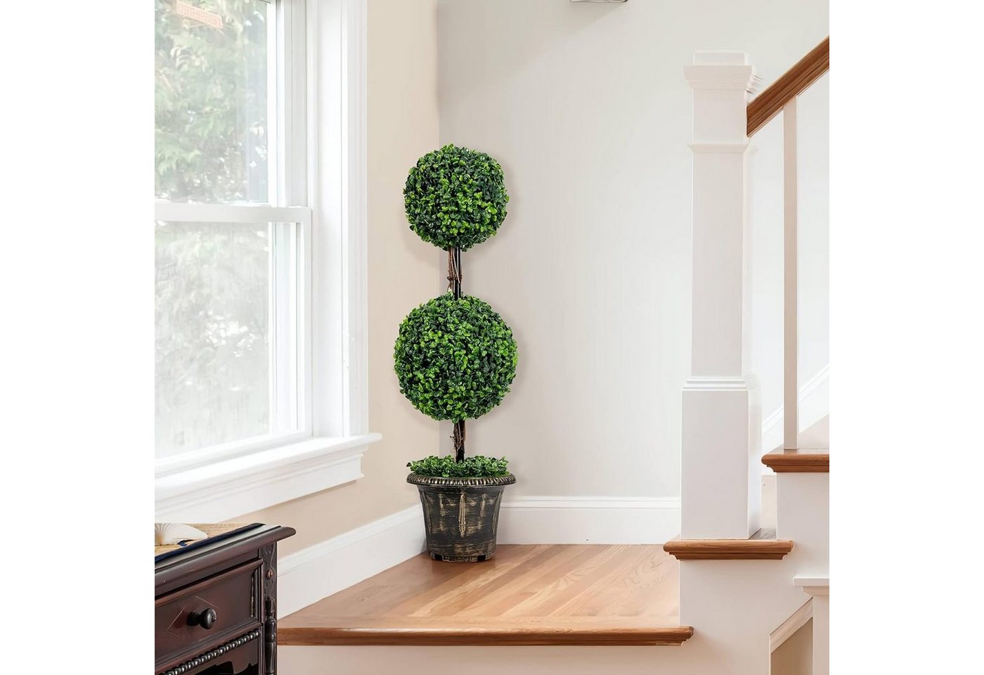 Kunstpflanze im Topf Zimmerpflanzen Buchsbaum, KOMFOTTEU, Höhe 75 cm, aus PE-Material von KOMFOTTEU