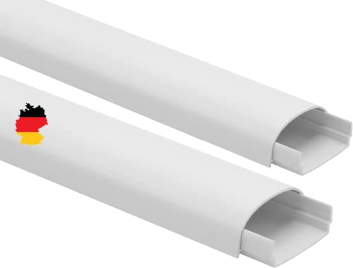 KOMIB 40 x 20 mm Halbrund rund PVC Kabelkanal Kabelführung Kabeldeckung - Schraubbar (mit Montagelochung im Boden) - Clip-Over Verbindungsstücke - Zubehör (Reinweiß (RAL 9010), 5 x 2M = 10m) von KOMIB KOMpaniyeh International Business