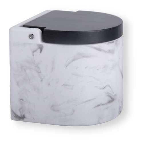 KOOK TIME Salzdose mit deckel | Salzbehälter für die küche, keramik | Salztopf mit deckel | Salzfass mit klappdeckel aus umweltfreundlichem bambus Schwarz | Maße 11,5 x 11,5 x 11,4 cm, Marmor von KOOK TIME