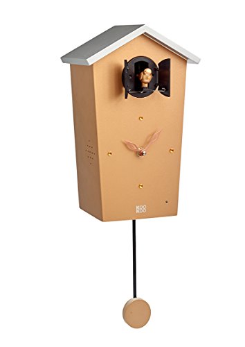 KOOKOO Birdhouse Copper, Moderne Kuckucksuhr mit Pendel, Design Wanduhr mit 12 Vogelstimmen oder Kuckuck, Aufnahmen aus der Natur von KOOKOO