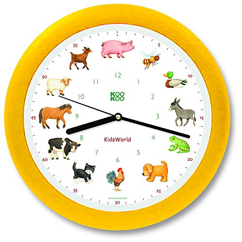 KOOKOO KidsWorld Gelb, Bauernhofuhr mit 12 echten Tierstimmen vom Land von KOOKOO