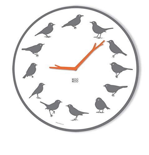 KOOKOO UltraFlat Grau, Moderne Singvogeluhr mit 12 heimischen Vogelstimmen von KOOKOO