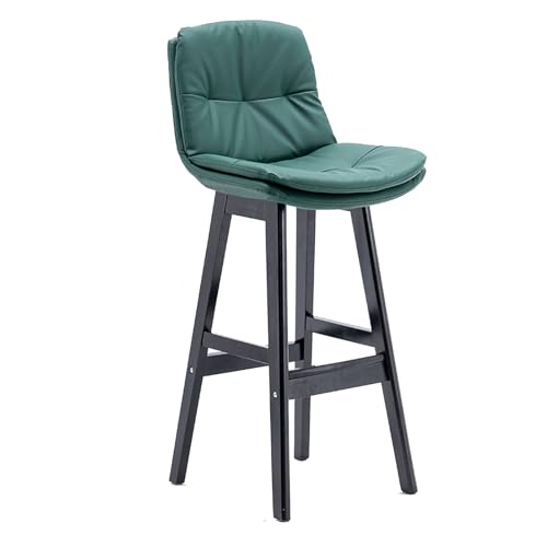 KORTND Counter Height Bar Stools, Faux Leather Barstool with Back, Upholstered Seat Bar Chair with Wooden Frame for Kitchen Island Dining Room Pub (Color : Green, Size : 63cm) von KORTND