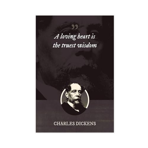 KOURT Charles Dickens Motivierendes Zitat "A Loving Heart Is The Truest Wisdom" Leinwand-Poster, Wandkunst, Dekordruck, Bild, Gemälde für Wohnzimmer, Schlafzimmer, Dekoration, ungerahmt: 60 x 90 cm von KOURT