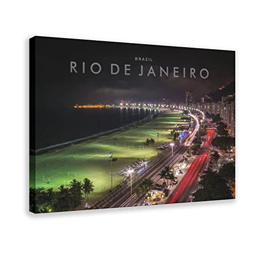 KOURT Rio De Janeiro Skyline Nachtansicht der Brasilien Städte 5 Leinwandposter Wandkunst Dekor Druck Bild Gemälde für Wohnzimmer Schlafzimmer Dekoration Rahmen: 30 x 45 cm von KOURT