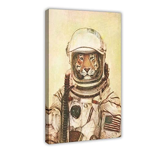 KOURT Tier-Poster, Die Astronauten, Tiger, Mädchen, Kinderzimmer, Leinwand, Poster, Schlafzimmer, Dekoration, Sport, Landschaft, Büro, Raumdekoration, Geschenkrahmen: 30 x 45 cm von KOURT