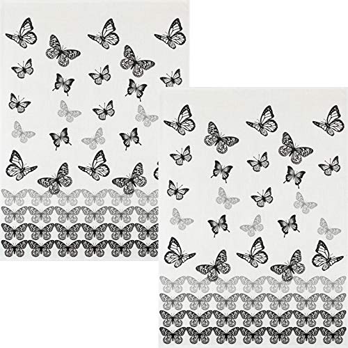 Kracht Geschirrtuch 2er-Pack Halbleinen Schmetterlinge Größe 50x70 cm von KRACHT