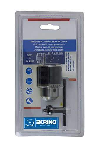 Krino 2800130 Bohrfutter mit Schlüssel Sockel 3/8 x 24 UNF, Edelstahl, Fassungsvermögen 1.5 ÷ 13 mm von KRINO