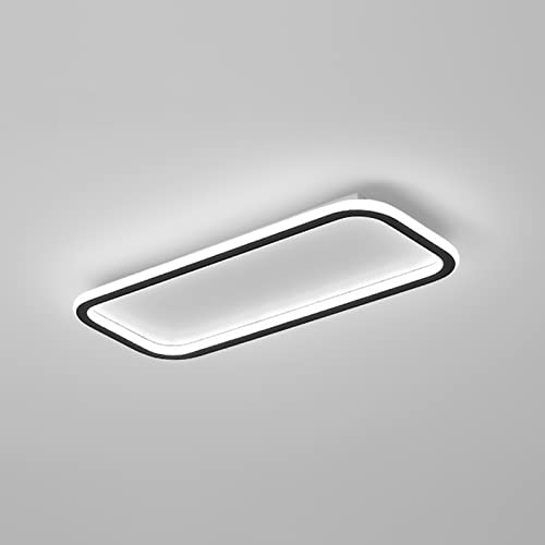 KRIPINC LED Deckenleuchte Rechteckig, LED Deckenleuchte Flach, LED Panel Deckenleuchte für Schlafzimmer, Wohnzimmer, Badezimmer, Küche, Flur (Schwarz, Dreifarbiges Licht) von KRIPINC
