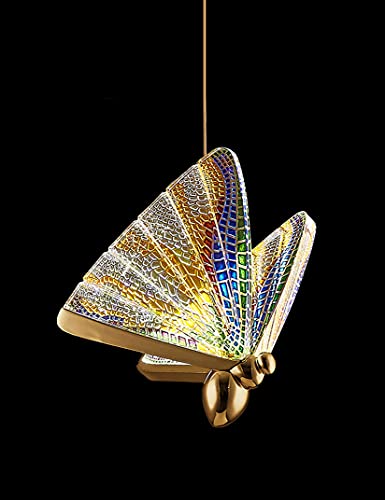 KRIPINC Schmetterling Deckenlampe Hängend, LED Pendelleuchten Höhenverstellbar, Schmetterlingslampe, Pendelleuchte Bunt, Hängelampe Vintage für Wohnzimmer/Schlafzimmer/Flur (Mehrfarbig, Groß) von KRIPINC