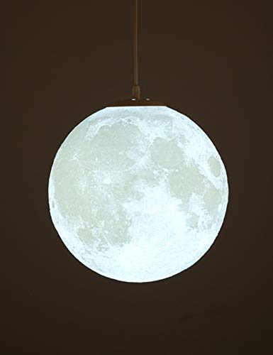 KRUIHAN Pendelleuchte Mond, 3D Drucken Mond Deckenleuchte, Industrielle Deco Planeten Lampe, Mondlampe Decke Leuchte Höhenverstellbar für Kinderzimmer Restaurant Schlafzimmer Wohnzimmer, 20cm von KRUIHAN